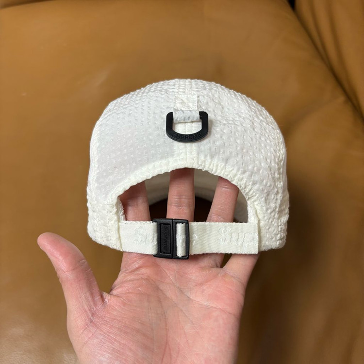 슈프림 캠프캡 모자 박스로고 시어서커 메쉬 화이트 이미지