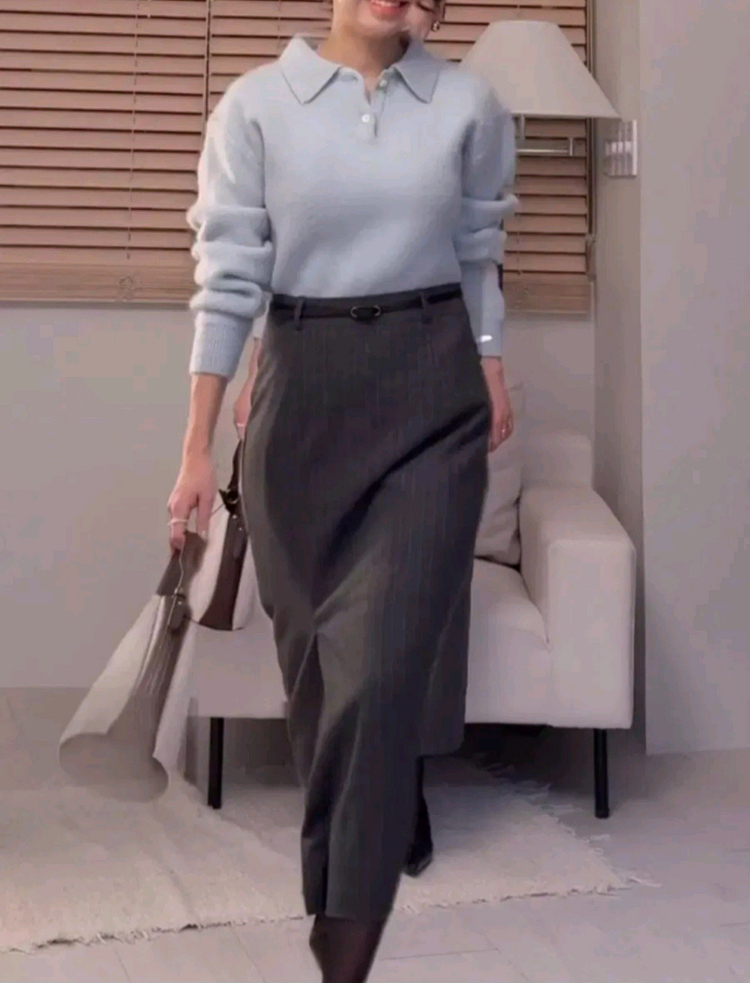 히찌 앙고라 카라 니트 탑 - 소라 이미지