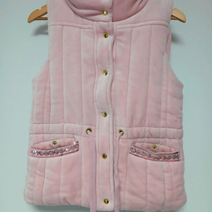 핑크 벨벳 패딩조끼(S)