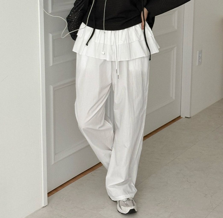 새상품 공구우먼 오드비 레이어드 바스락 프릴 밴딩 와이드 팬츠 3 이미지