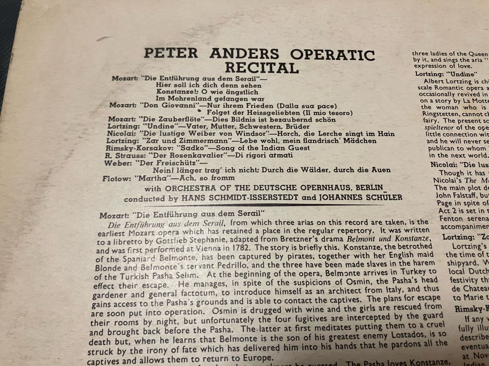 모노LP) 페터 안더스 아리아모음 telefunken--2