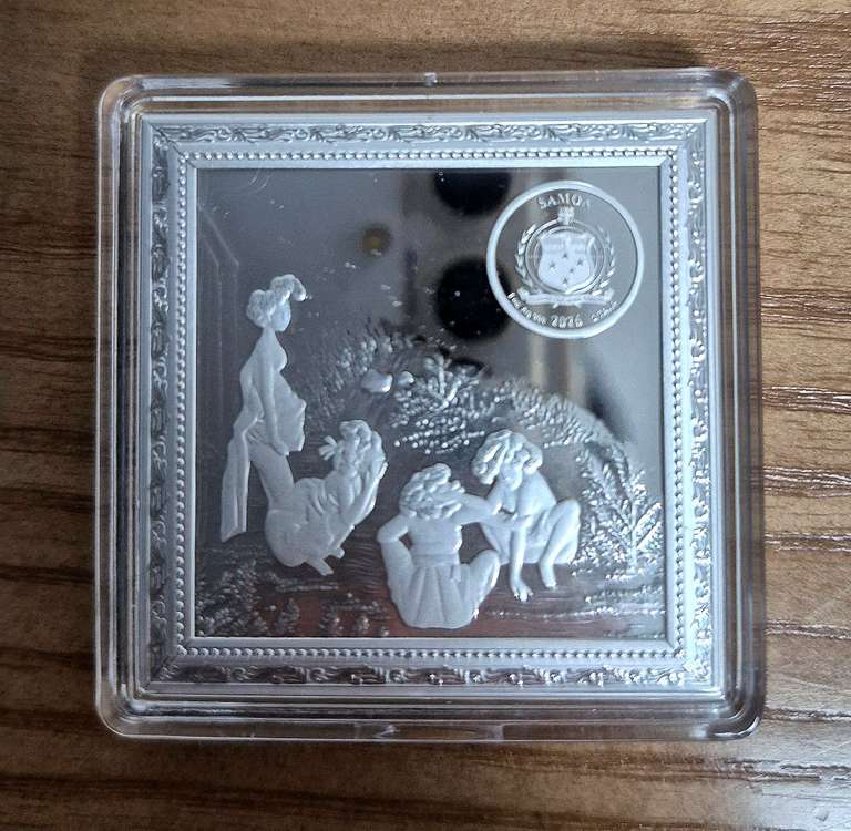 신윤복의 단오풍정 1온스 은화 실버바--1