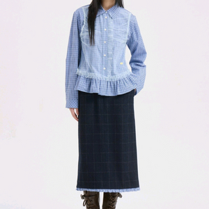 럭키슈에뜨 밑단 프릴 H라인 밴딩 스커트