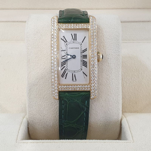 까르띠에 탱크 아메리칸 옐로우골드 금통 베젤다이아 W2601456
