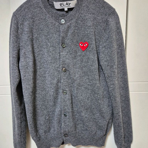 꼼데가르송 챠콜 레드 하트 크루넥 가디건 남녀공용 S