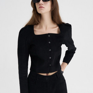 마론에디션 블랙 코듀로이 크롭 블라우스 이미지
