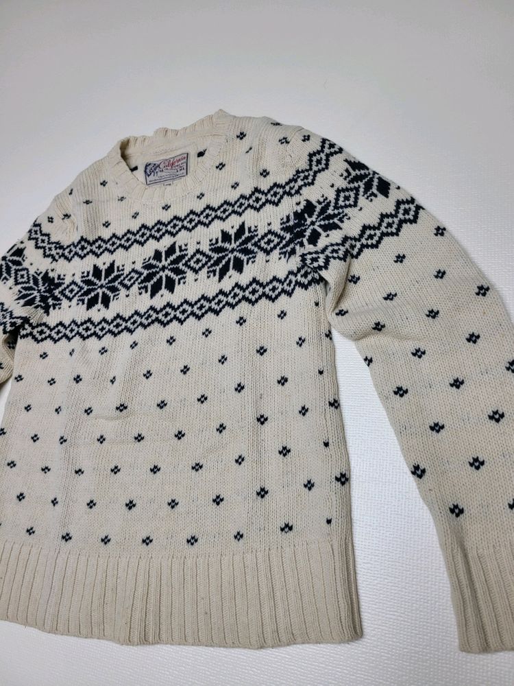 후아유 WHO.A.U 눈꽃패턴 니트 스웨터 L 아이보리--11