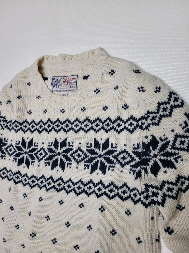 후아유 WHO.A.U 눈꽃패턴 니트 스웨터 L 아이보리--12