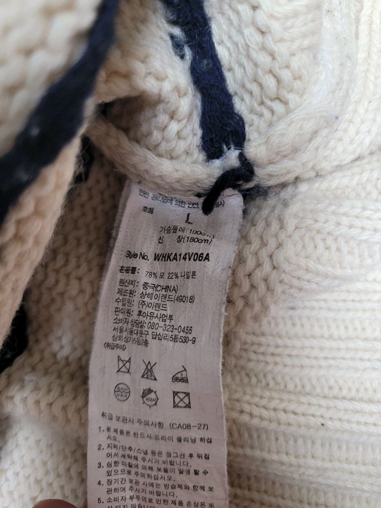후아유 WHO.A.U 눈꽃패턴 니트 스웨터 L 아이보리--17