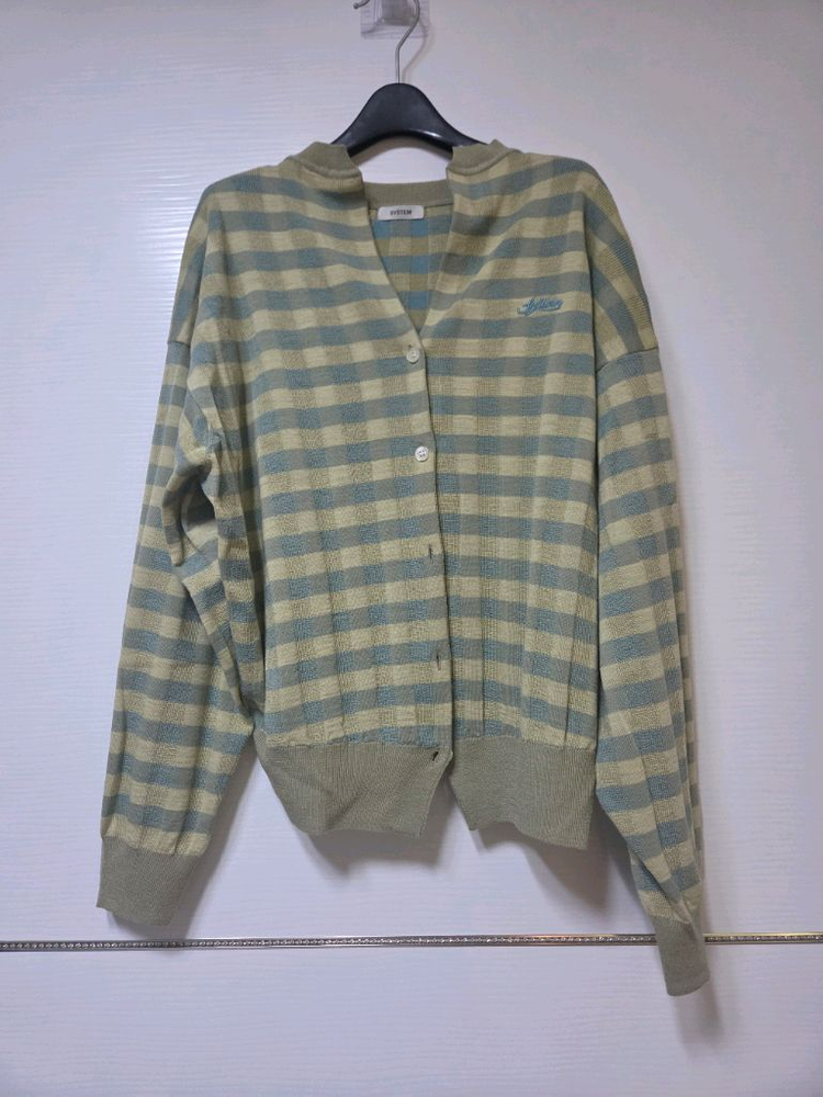 한섬 26ss신상 시스템 울 스트라이프 노치넥 니트 가디건 프리--10