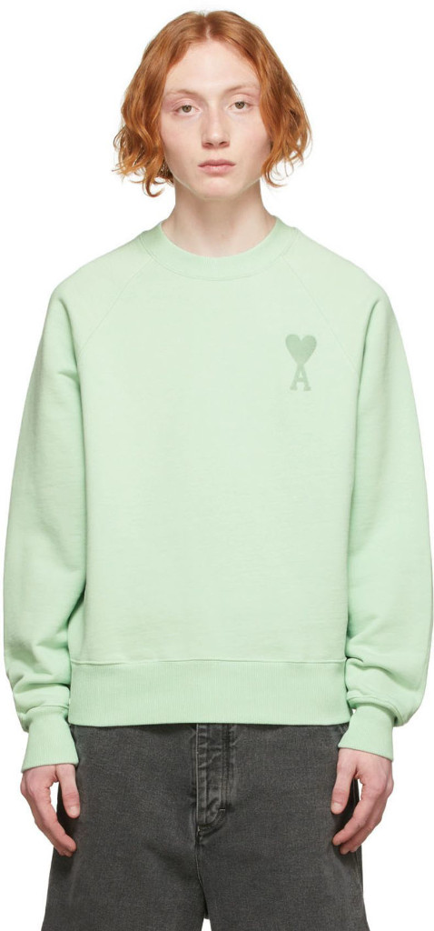 아미 스몰 하트 로고 스웨트셔츠 아쿠아 이미지