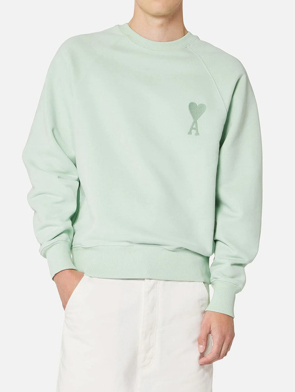 아미 스몰 하트 로고 스웨트셔츠 아쿠아 이미지