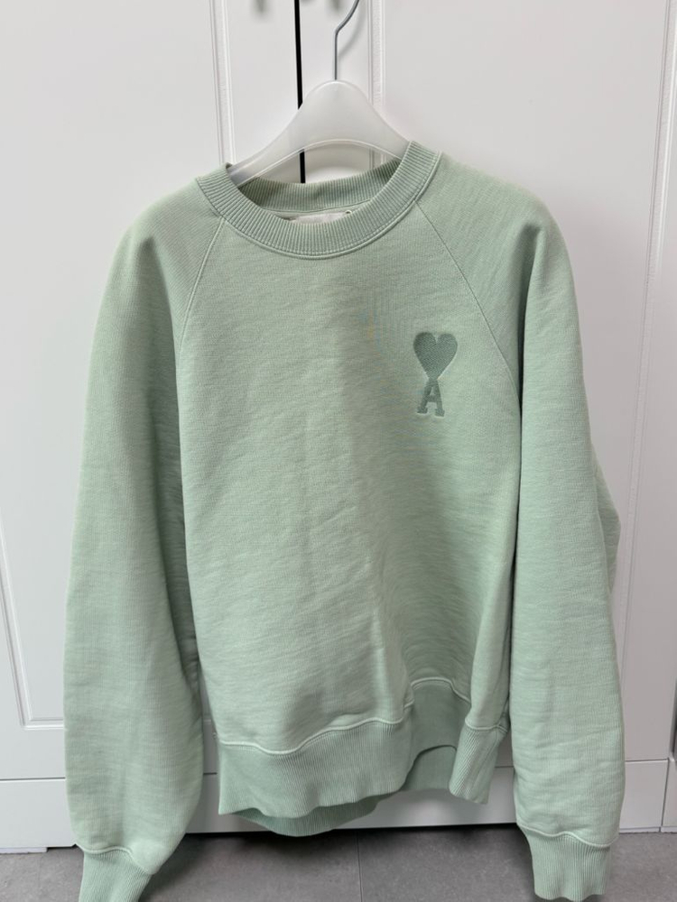 아미 스몰 하트 로고 스웨트셔츠 아쿠아 이미지