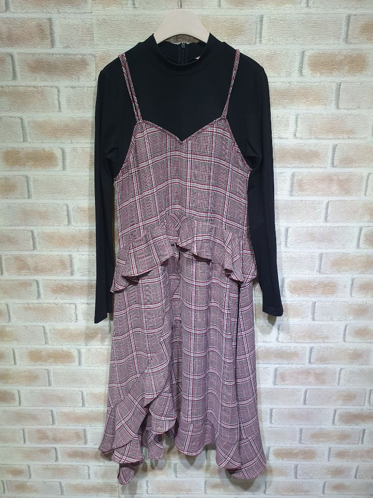 쥬시쥬디 정품 새것수준 체크 프릴 뷔스티에 원피스 55 이미지