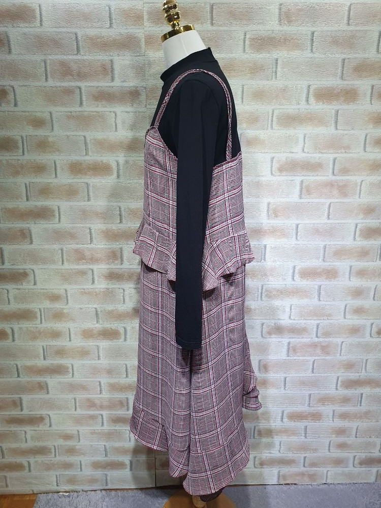 쥬시쥬디 정품 새것수준 체크 프릴 뷔스티에 원피스 55 이미지