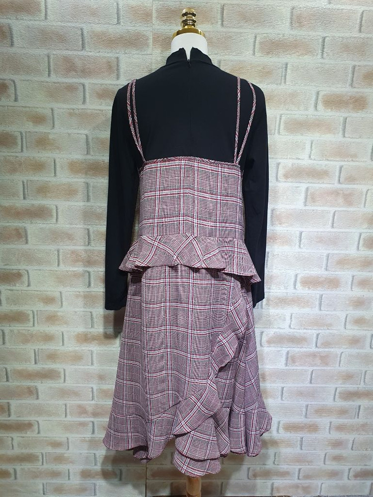 쥬시쥬디 정품 새것수준 체크 프릴 뷔스티에 원피스 55 이미지