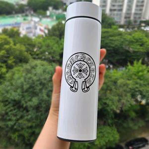 크롬 패턴 텀블러 온도 표시 텀블러 보온병 물병 화이트