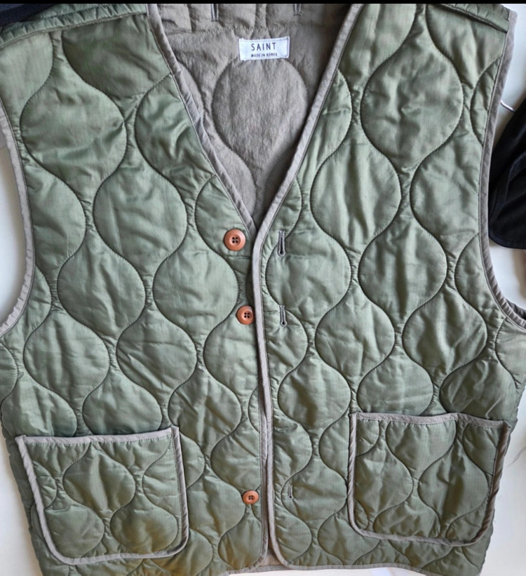 (보세)SAINT 세인트 퀼팅 조끼 카키--2