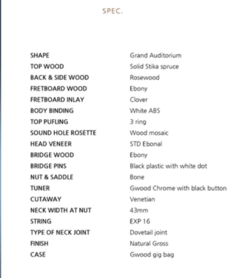 Gwood 지우드 GWG-R2CE 탑솔리드 어쿠스틱 통기타 팝니다--3