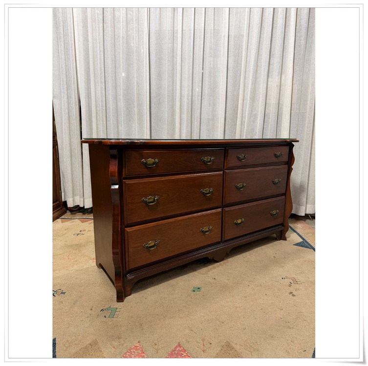 엔틱 원목 6D 3단 와이드서랍장 이미지