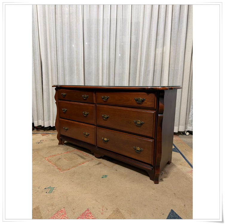 엔틱 원목 6D 3단 와이드서랍장 이미지