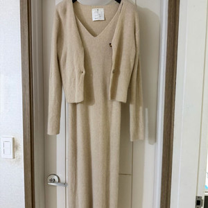 세트/라쿤 니트 롱원피스+가디건