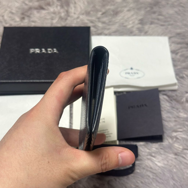 [풀구성] 프라다 사피아노 삼각로고 오거나이저 카드지갑 네이비--4