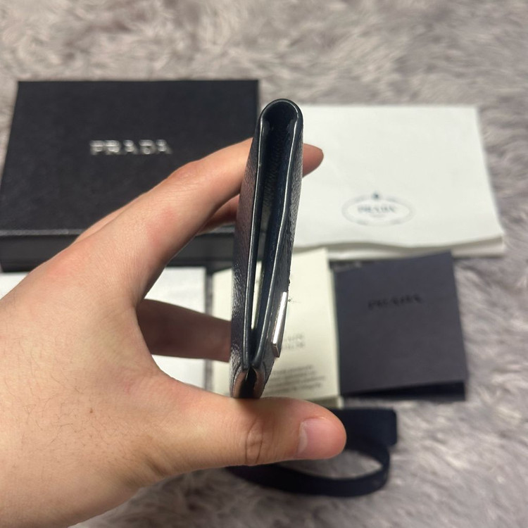 [풀구성] 프라다 사피아노 삼각로고 오거나이저 카드지갑 네이비--5