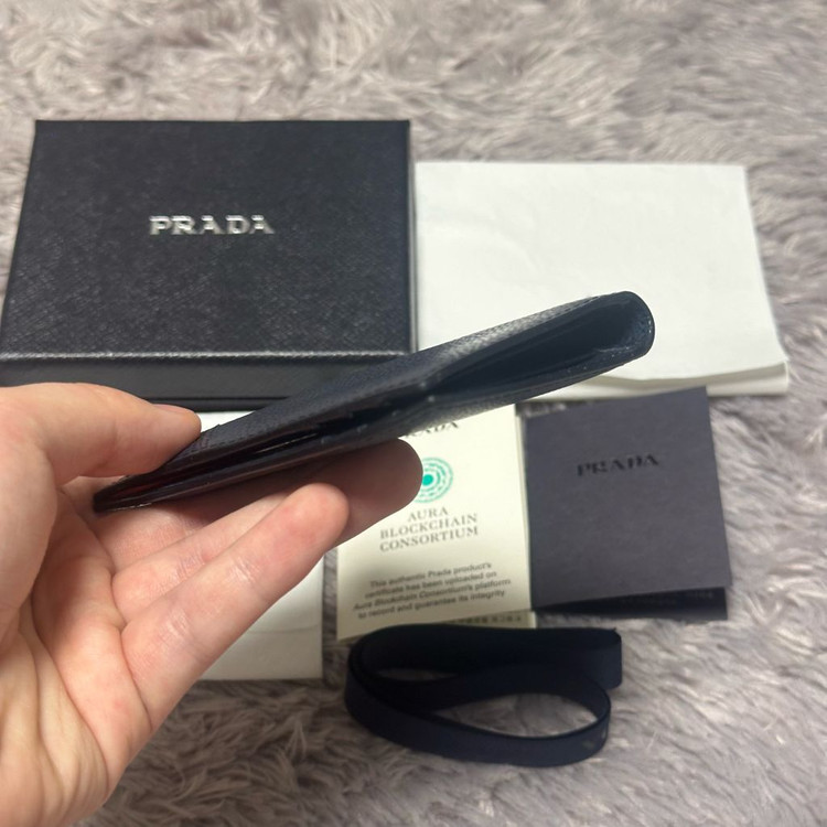 [풀구성] 프라다 사피아노 삼각로고 오거나이저 카드지갑 네이비--6