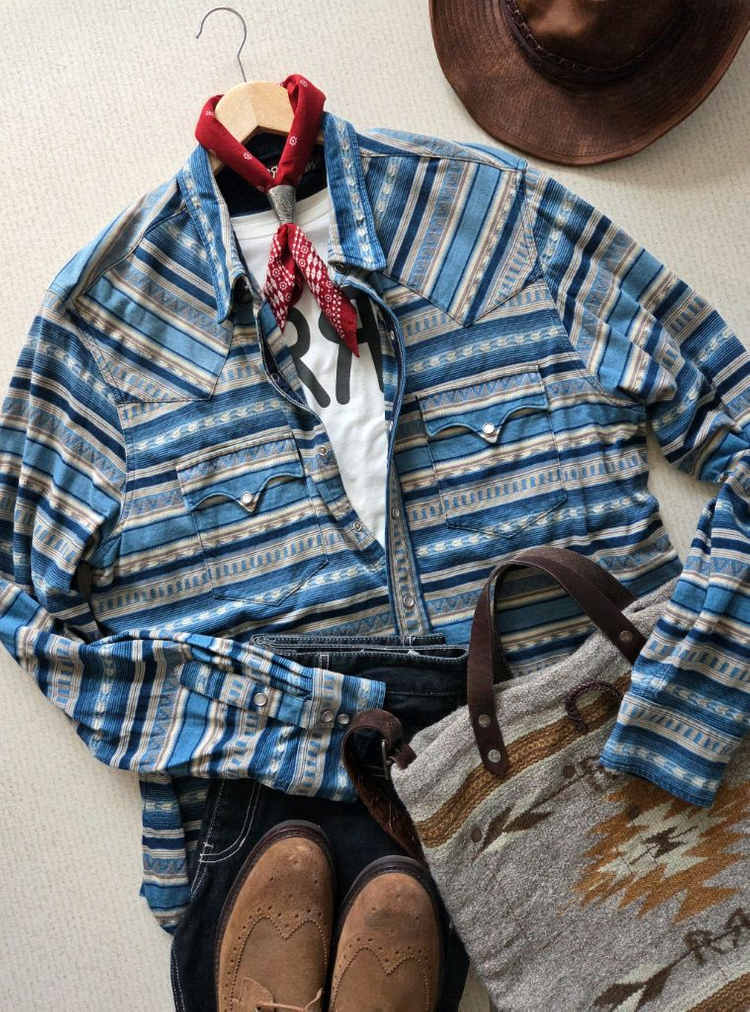 더블알엘 자카드 웨스턴 셔츠--1