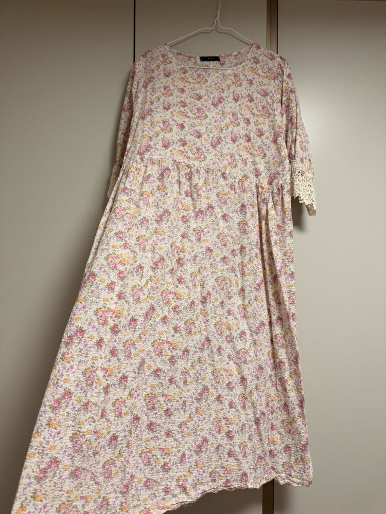 디자이너 면 꽃무늬 여름 레이스 포인트 롱 원피스 556677정도--1