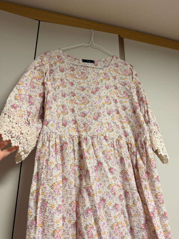 디자이너 면 꽃무늬 여름 레이스 포인트 롱 원피스 556677정도--2