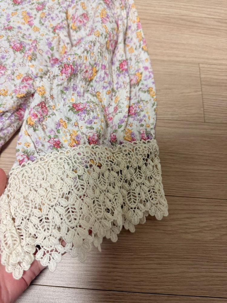 디자이너 면 꽃무늬 여름 레이스 포인트 롱 원피스 556677정도--6