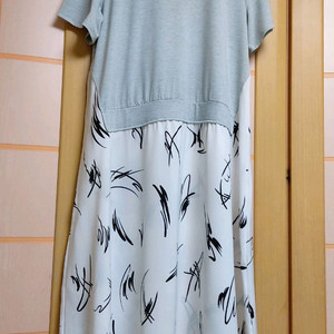 반팔 티셔츠 레이어드 롱 원피스(66~77)(새상품)