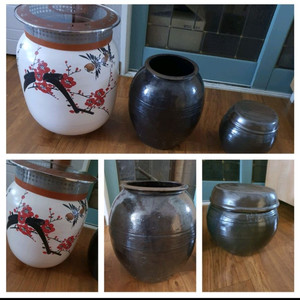 장독대 옹기 항아리2개+예쁜큰항아리1개 근사함 3개합 저렴하게 2만5천원