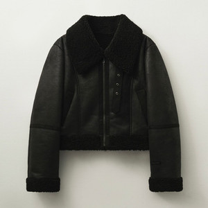 블랙 검은색 헬레네파리스 무스탕 스웨이드 털 숏 코트 자켓 빈티지 에이블리 보헤미안서울 이미지