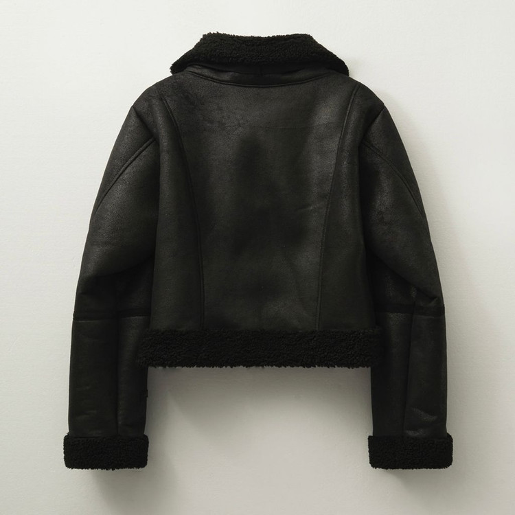 블랙 검은색 헬레네파리스 무스탕 스웨이드 털 숏 코트 자켓 빈티지 에이블리 보헤미안서울 이미지