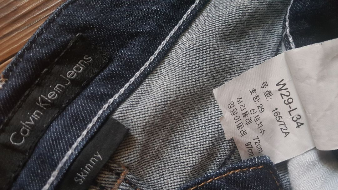 남성 여성 허리 사이즈29 캘빈클라인 청바지 블루진 이미지