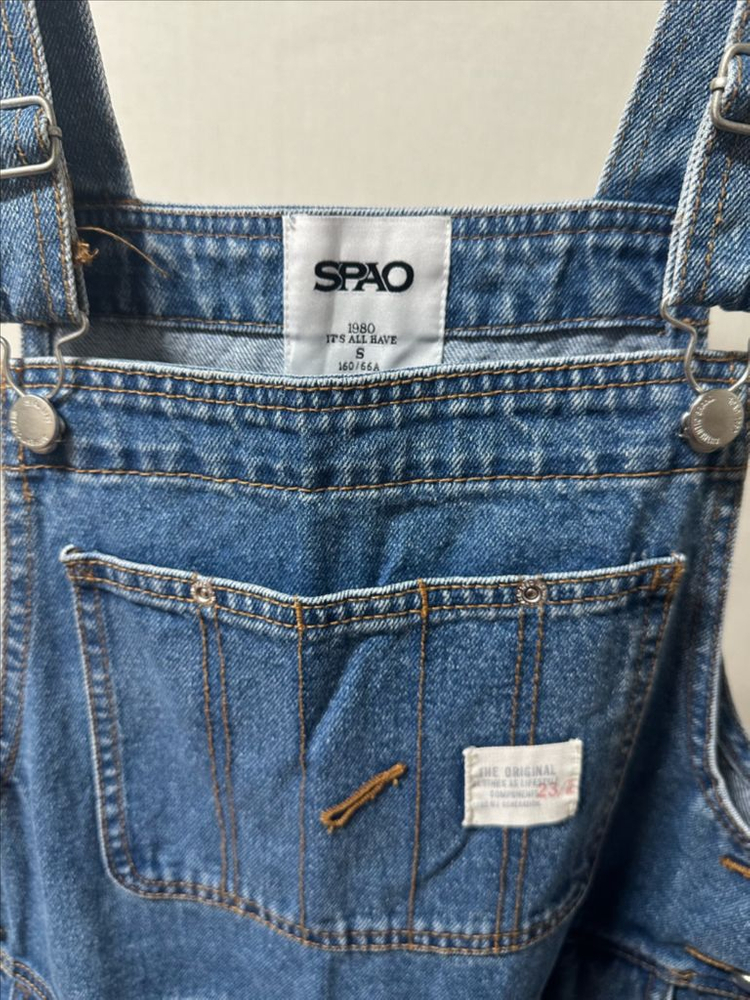 (새상품) 스파오 데님 멜빵 바지--5