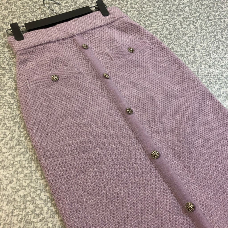 올리브데올리브 22년 메탈사 니트 스커트 글리터 펄 라벤더 치마 타임마인랑방오브제 이미지