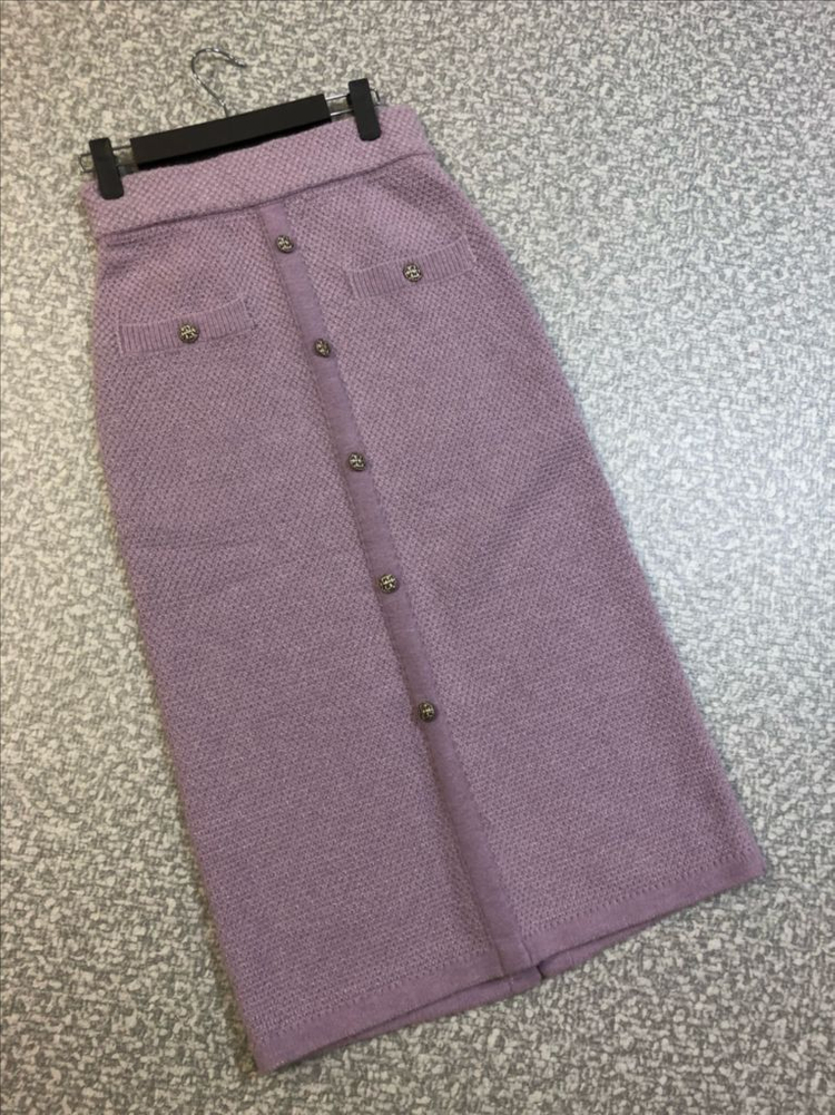 올리브데올리브 22년 메탈사 니트 스커트 글리터 펄 라벤더 치마 타임마인랑방오브제 이미지