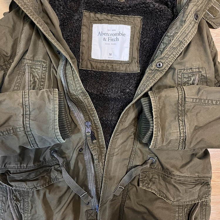 정품/해외M) 아베크롬비 프리미엄 아우터 쉐르파 양털 후드퍼 야상 패딩 사파리 피쉬테일 필드 카키&올리브--3