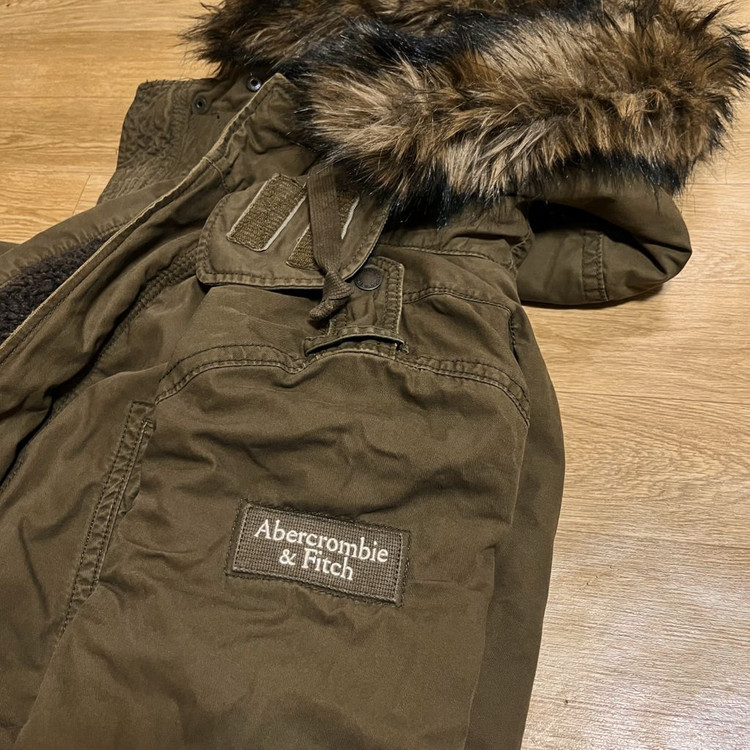 정품/해외M) 아베크롬비 프리미엄 아우터 쉐르파 양털 후드퍼 야상 패딩 사파리 피쉬테일 필드 카키&올리브--4