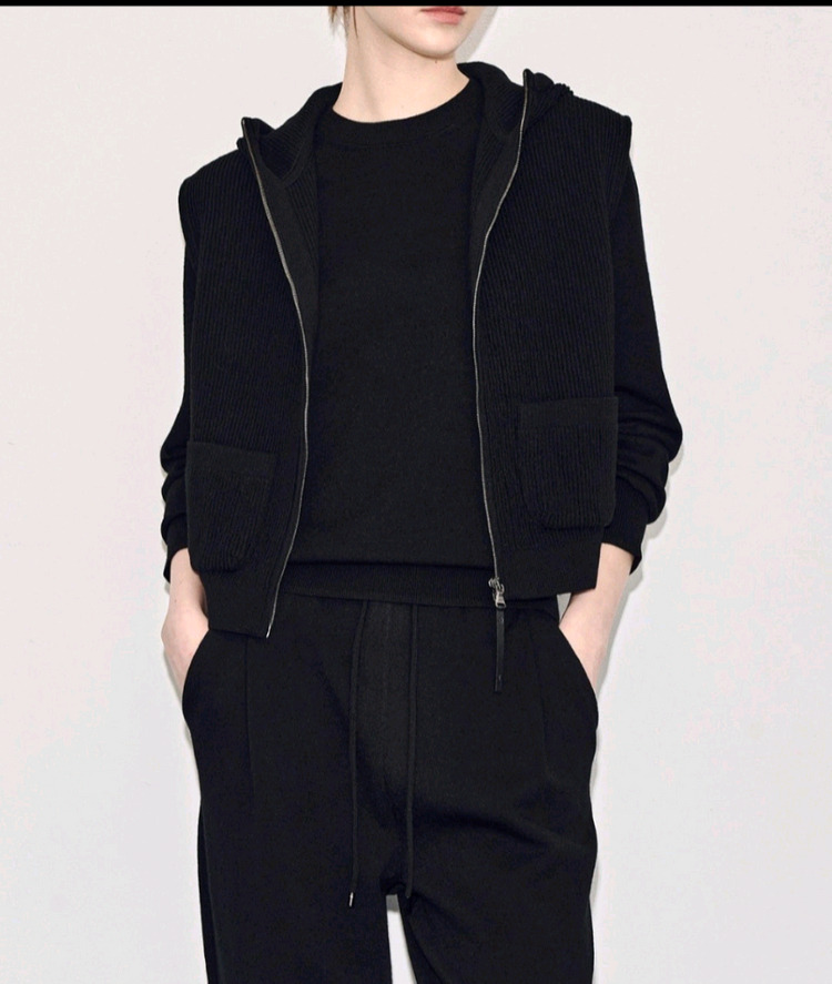 한섬 TIME 니트 후드 베스트 아이보리 F(90)--5