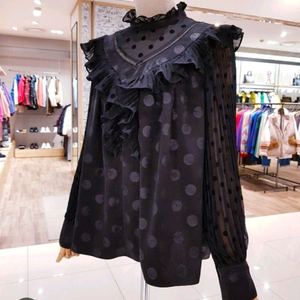EGOIST 에고이스트 블랙 도트 프릴 블라우스 66