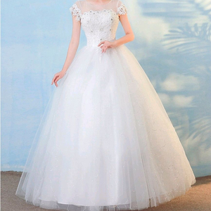 (L/66) 셀프 웨딩 드레스 A라인 코르셋 큐빅 레이스