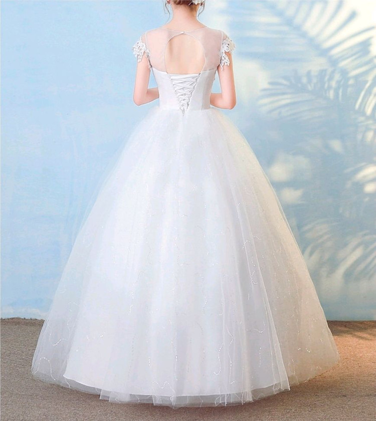 (L/66) 셀프 웨딩 드레스 A라인 코르셋 큐빅 레이스--1