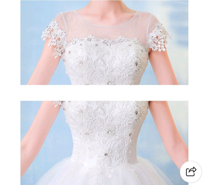 (L/66) 셀프 웨딩 드레스 A라인 코르셋 큐빅 레이스--2