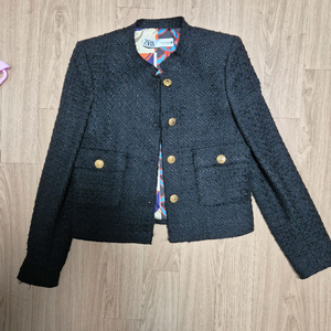 자라 블랙 스트럭처 트위드 자켓