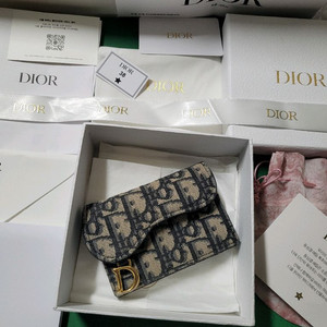 디올 오블리크 새들플랩 카드지갑